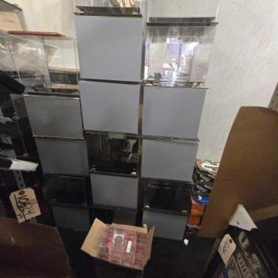 #10698 • (17) Assorted Display Cases and (42) Ball Qube Baseball Displays

