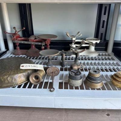 #24386 • Vintage Scales & Vintage Weights & Bell
