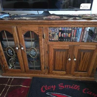 #60544 • Wooden Entertainment Center with VHS Tapes, Sony Digital Network Recorder, and Sony DVD/VHS Recorder

