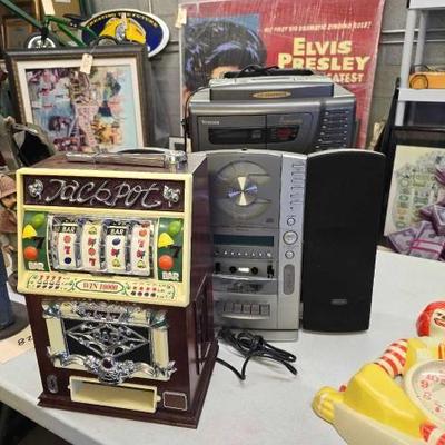 #1630 • Slot Machine Cassette Player Karaoke Machine and CD Player
