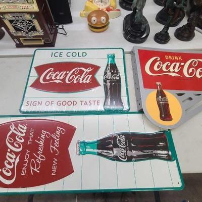 #1016 • (3) Coca-Cola Tin Signs
