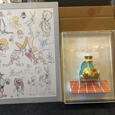 #10374 • Virgil Ross Looney Tunes Hand Sketches & Sitting Duck Art By Bedard 86/350
