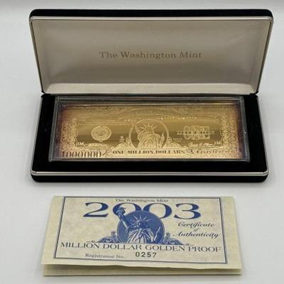 #3050 • 2003 Million Dollar .999 Pure Silver Layered in Pure 24k Gold, 4ozt
