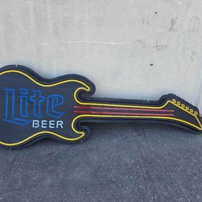 #12230 • Vintage Miller Lite Guitar Neon Sign
