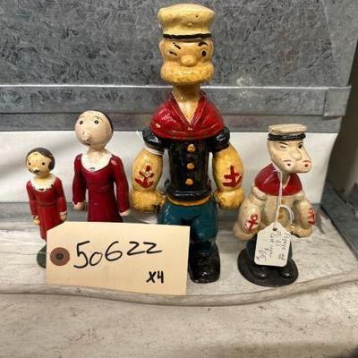 #50622 • (4) Cast-iron Popeye Figurines Piggy Banks
