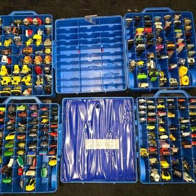 #10740 • (4) Hot Wheels Car Carry Cases with Vintage Cars
