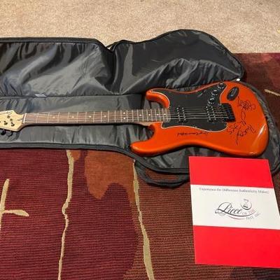 #60874 • Autographed Fender Squier Bullet Strat Electric Guitar with Case
