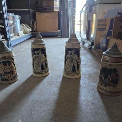 #13663 • 4 Glass Steins.
