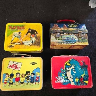#10414 • 4 Vintage Metal Lunch Boxes
