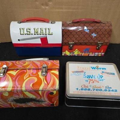 #10422 • (4) Vintage Metal Lunch Boxes
