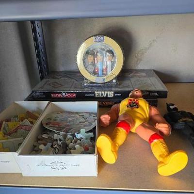 #12006 • Elvis Pez Dispensers, (2) Monopoly, Action Figures, Puzzles
