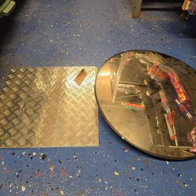 #20540 • 2 Pieces of metal & round mirror
