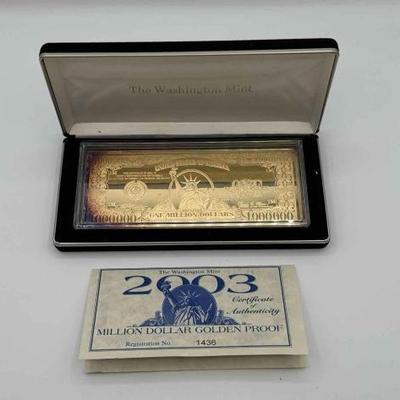 #3052 • 2003 Million Dollar .999 Pure Silver Layered in Pure 24k Gold
