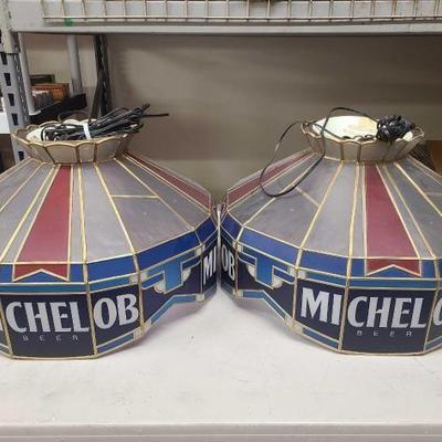 #1548 • (2) Vintage Michelob Hanging Ceiling Lights
