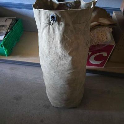 #13084 • Vintage Military Duffel Bag with Clothes
