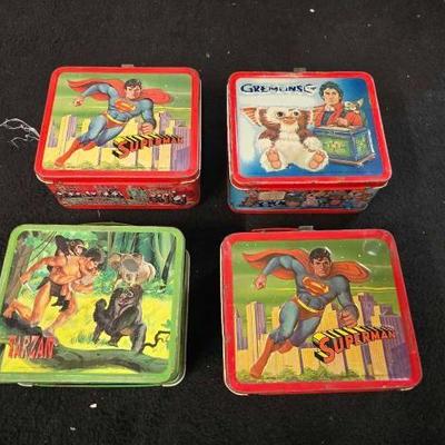 #10412 • 4 Vintage Metal Lunch Boxes
