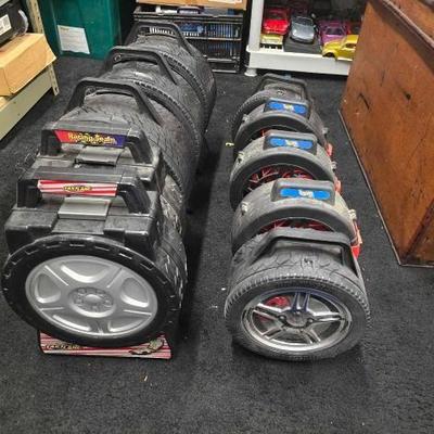#10732 • (10) Tire Car Carry Cases with Vintage Hot Wheels
