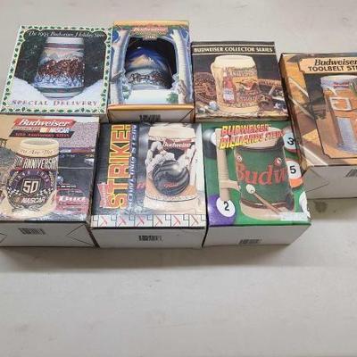 #1126 • (9) Budweiser Steins with Boxes
