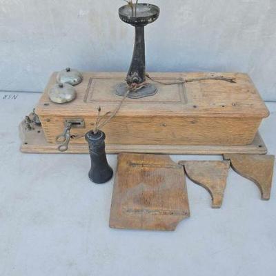 #13008 • Vintage Wooden Telephone

