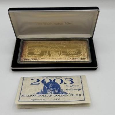 #3054 • 2003 Million Dollar .999 Pure Silver Layered in Pure 24k Gold, 4ozt
