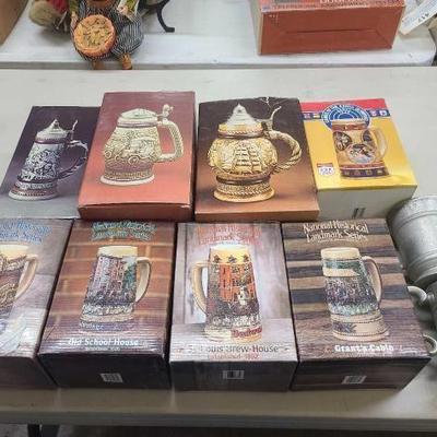 #1130 • (8) Steins and (2) Metal Mugs
