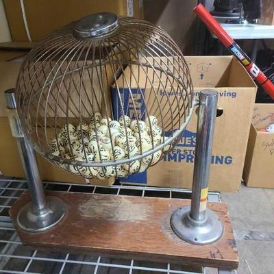 #1180 • Tabletop Keno Goose Round Wire Cage with Numbered Balls
