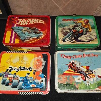 #10406 • 4 Vintage Metal Lunch Boxes
