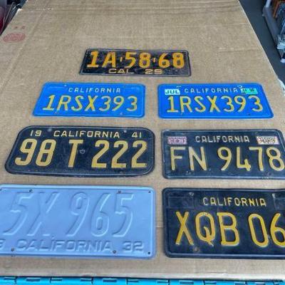 #6524 • 7 California License Plates with One Pair
