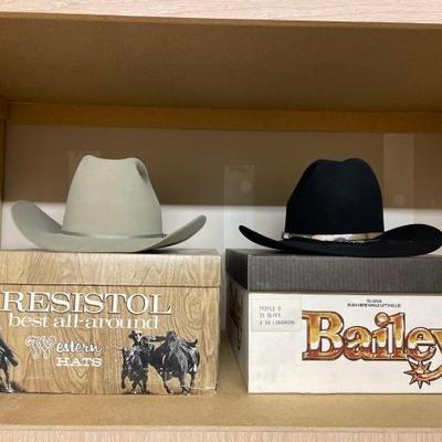 #50052 • 2 Resistol XXX and 4X Beaver Cowboy Hats
