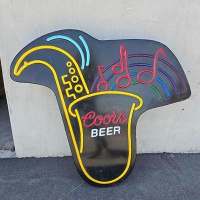 #12224 • Vintage Coors Beer Saxophone Neon Sign
