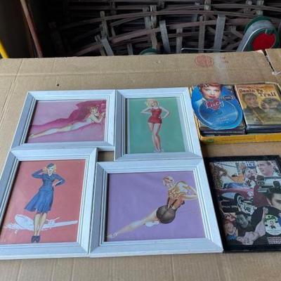 #6590 • 5 Framed Pictures and 14 DVDS
