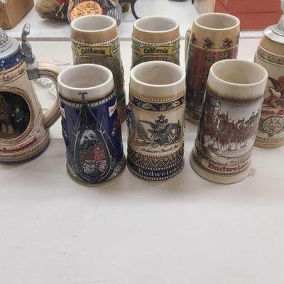 #1128 • (7) Budweiser Steins and (1) Budweiser Stein Nightlight
