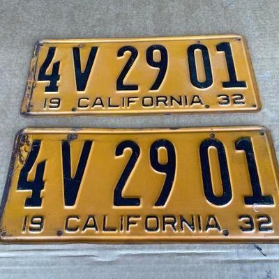 #6508 • Pair of 1932 License Plates
