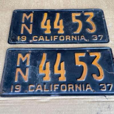 #6528 • Pair of 1937 California License Plate
