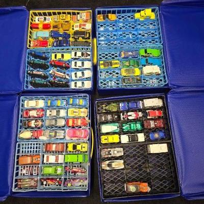 #10738 • (4) Hot Wheels Car Carry Cases with Vintage Cars
