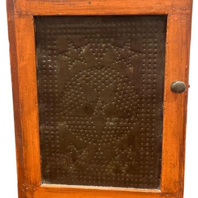 Primitive Punched Tin Medicine Cabinet Pie Safe