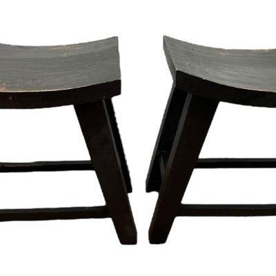 Black Asian Stools, Pair
