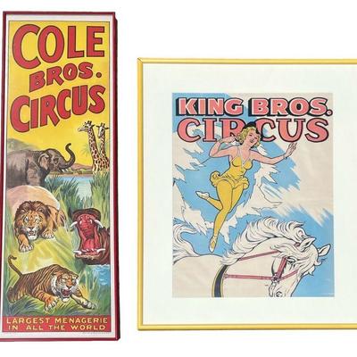 Two Vintage Circus Posters, KING BROS, COLE BROS
