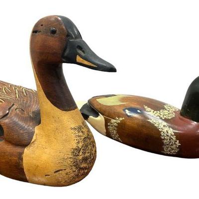 Two Painted Duck, Mallard Decoys