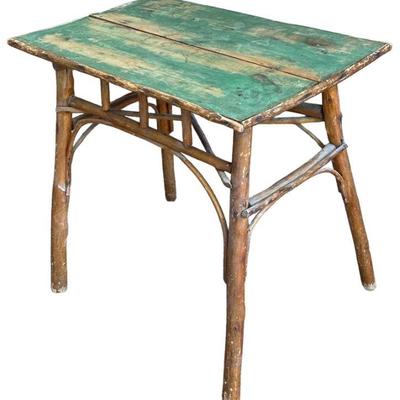 1920's Folk Art Pine Bamboo Camp Table