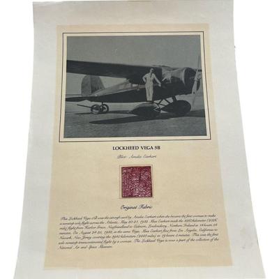 Amelia Earhart Lockheed Vega 5B Wing Fabric Swatch