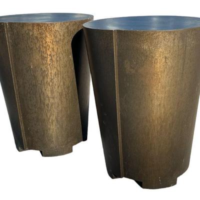 Modernist Outdoor Accent Tables, Pair
