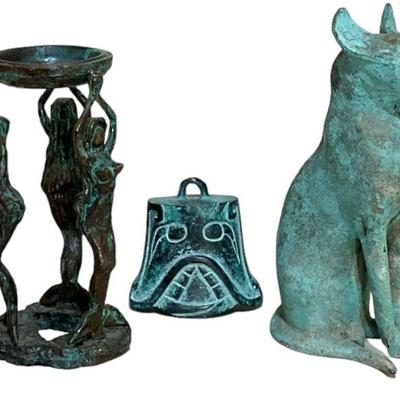 Patinated Brass or Bronze Diminutive Statues