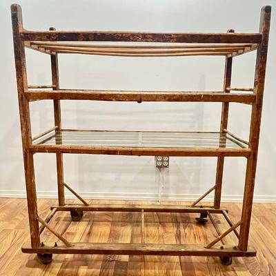 Primitive Oak Rolling Bakers Rack