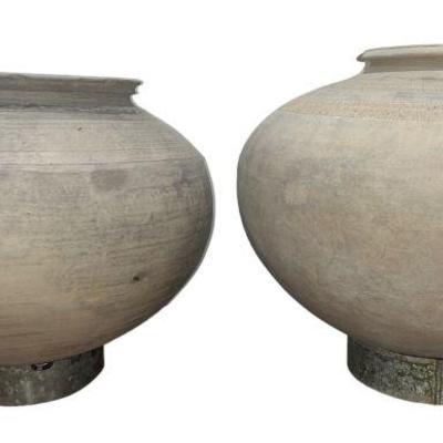 European Pottery Vessels, Pair