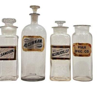 Collection Vintage Apothecary Bottles, Jars
