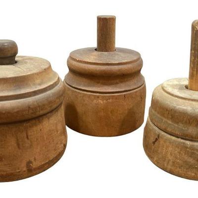 Three Primitive Farmhouse Butter Molds