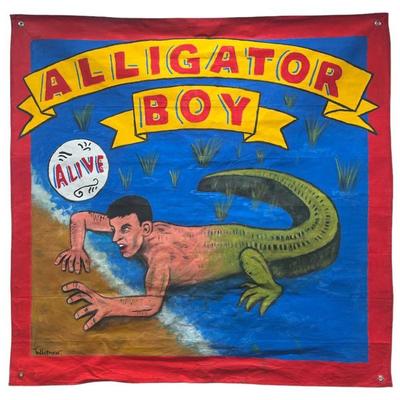 "Alligator Boy" Circus Sideshow Hand Painted Banner