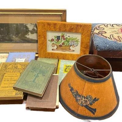 Assorted Collection Americana Books, Needlepoint, Artwork