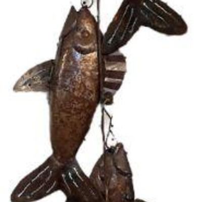 Folk Art Metal Fish Wall Hanging